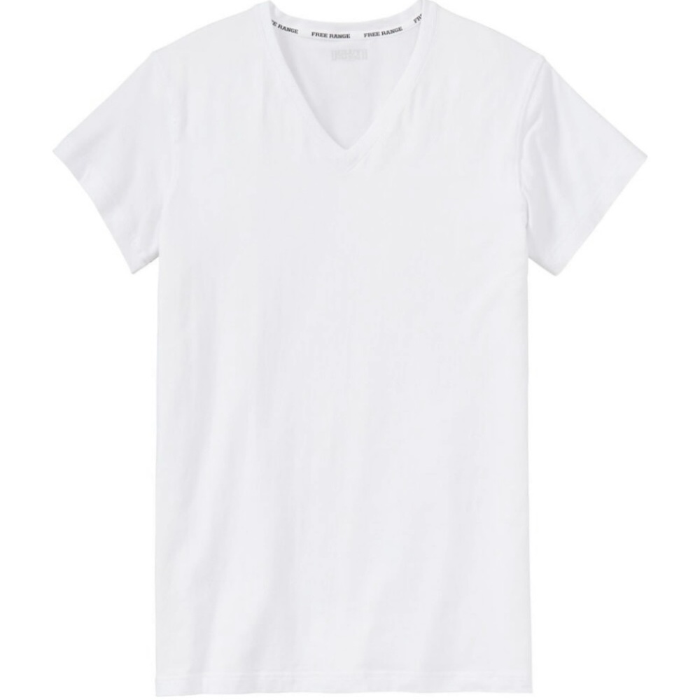 Duluth Trading Men’s White T-Shirt Free Range V-Neck Undershirt Small T-Shirt